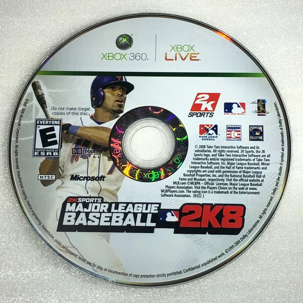 XBOX 360 MAJOR LEAGUE BASEBALL 2K8 DISC